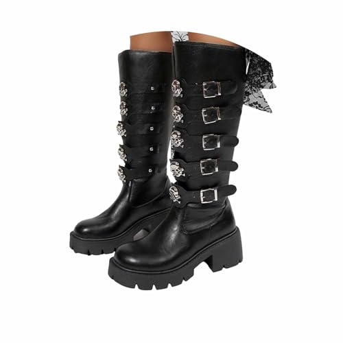 Bottes hautes style motard finie la douleur en soirée avec la semelle plate confortable