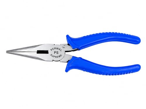 Image of Perwal Supreme 5-Piece Electrical Hand Tool Kit | 8 Inch Combination Plier, 8 Inch Long Nose Plier, Wire Stripper Cutter, Line Tester & 2-in-1 Screwdriver | Tool Set for Electricians, Home & DIY