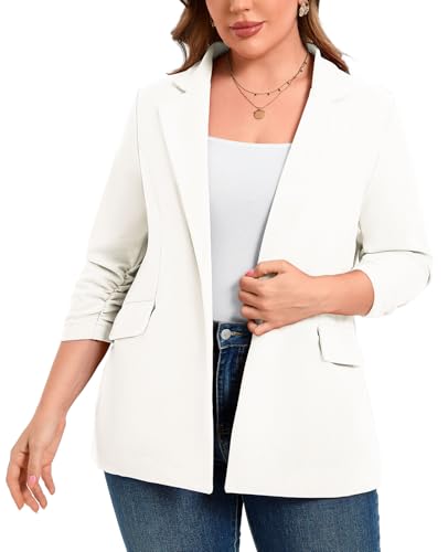 LADI TREND Women's Casual Plus Size Blazer Open Front 3/4