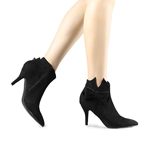 Allegra K Women's Bow Stiletto Heel Black Ankle Boots 9 M Us #TOP1