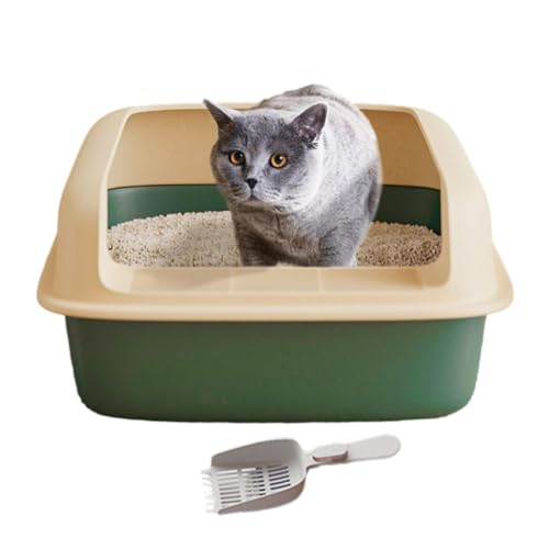 Besreey Arenero para gatos con lados altos. Bandeja de para gatos extragrande y abierta en la parte con respaldo alto y pala. Bandeja de de apertura lateral, accesorio para gatos