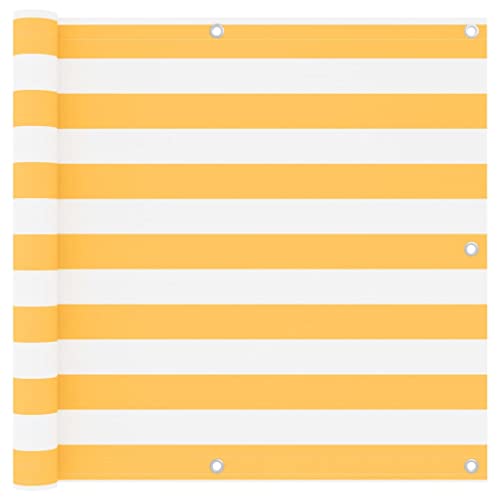 vidaXL Balkon Sichtschutz Bespannung Terrasse Windschutz Sonnenschutz Balkonbespannung Balkonverkleidung Weiß Gelb 90x500cm Oxford-Gewebe