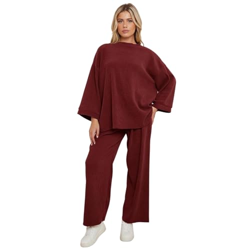 Womens co ord ensemble pull surdimensionné velours côtelé et pantalon large