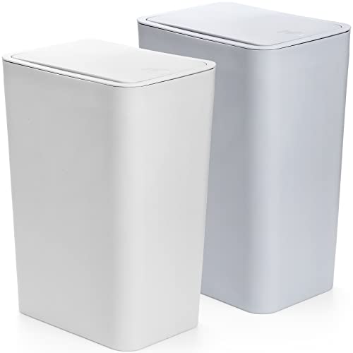 Caneca de basura rectangular 15L pack 2 plástico blanco y azul