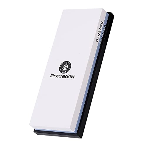 Messermeister Two-Sided Polishing Stone - Sharpens & Polishes Knives - 2000 & 5000 Grit - Clog-Free Surface & Silicone Base for Secure Sharpening