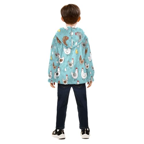 Chicken Eggs and Cute Chicks Toddler Fleece Jacket Girl Boys Hooded Fleece Jacket Coat Warm Outwear Zip-up 3-10T4