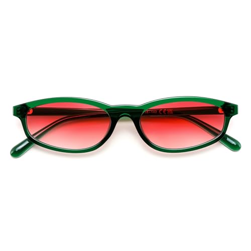FEISEDY Small Oval Sunglasses for Women Men Cat Eye 90s Y2k Sunnies Lightweight Narrow Shades Trendy Glasses B9169