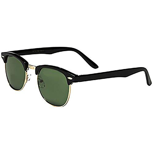 Mechaly MESC01 Classic Club Master Style Square Sunglasses, Black/Gold
