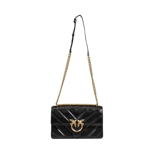 Sac Pinko Love One Classic noir en cuir chevron brillant pour femme