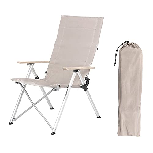 JINGYAN Sillas de Acampada Silla Plegable para Exteriores, aleación de Aluminio, portátil, reclinable, Ajustable, para Acampar, Pescar, Playa, Silla Ocio, Tumbona(Beige)