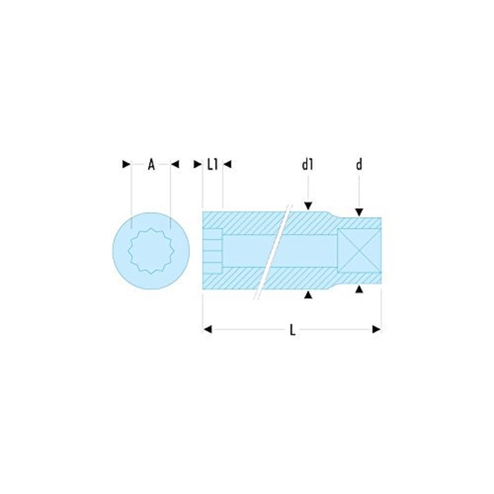 Facom S.17LA Deep Bi-Hex Socket, 1/2