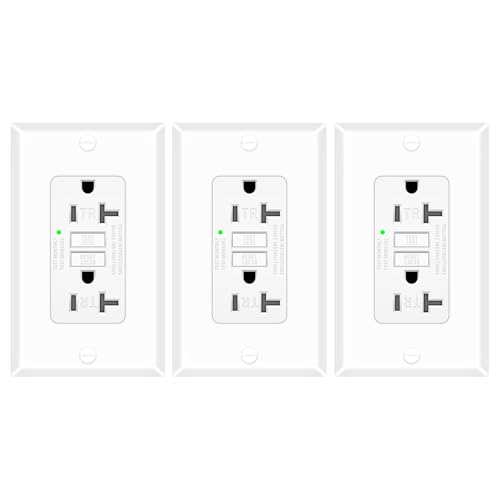 3 Pack 20A GFCI Outlet Tamper-Resistant Self-Test, ETL Listed White