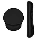 Dapesuom Tastatur-Handgelenkauflage und Mauspad mit Handgelenkstütze, Memory-Schaum-Handgelenkauflagen für Tastatur und Maus, ergonomisches Handgelenkpolster mit rutschfester Unterseite, Tiefschwarz