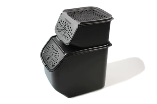 Tupperware Kartoffel-Lager 8 3 L schwarz + Knoblauch-Lager 2 3 L schwarz