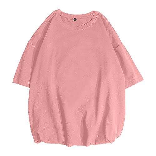 Men's Plus Size Oversized Short Sleeve T-shirt, Summer Trendy Lifestyle Hip-hop Pullover Tops for Teen Boys S-5XL (Pink, M)