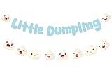 Funmemoir Decoraciones de dumpling para baby shower – Pequeña pancarta de albóndigas y guirnalda temática de albóndigas, A Little Dumpling Is on the Way comida china baby shower revelación de género
