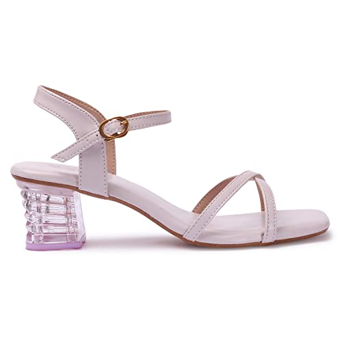 Image of Longwalk Women's Cross Strap Sandal, Transparent Heel Sandal for Girl's