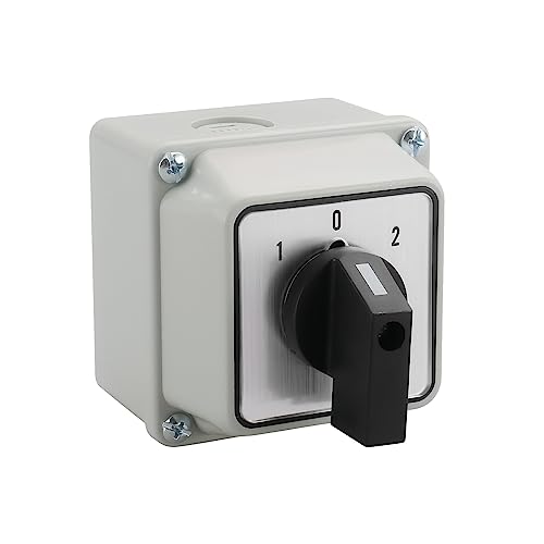 Nizirioo Interruptor giratorio universal SZW26-20/D202.2BF, caja principal exterior, ON-OFF-ON 3 posiciones, 2 fases, 12 terminales, CE, interruptor de conmutación cerrado