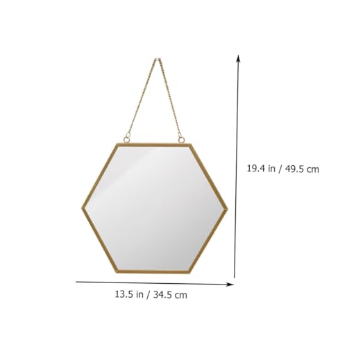 Miroir mural hexagonal en métal noir suspendu sans perçage pour salle de bain - 6