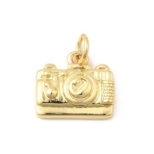 Ipotkitt - Ipotkitt 10 pcs Golden Color Brass Camera Charms with Jump Ring Travel Vintage Photography Charm for DIY Crafts Jewelry Making Bracelet Earrings Necklace Keychains