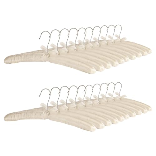 Harbour Housewares Satin Padded Hangers - 20x White - Soft Cushioned Coat Hangers for Suits & Shirts Garments & Dresses