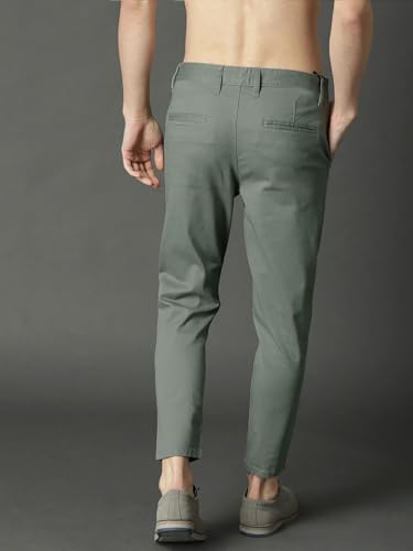 Image of Men's Slim Fit Cotton Blend Trousers - Stretchable Casual & Office Wear