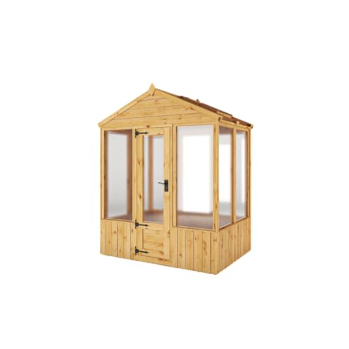 WALTONS | 4 x 6 Greenhouse | Wooden Outdoor Potting Shed | Apex Roof | Opening Vent | Single Door | Customisable Layout | 4ft x 6ft | 4x6 | (Polycarbonate Glazing)