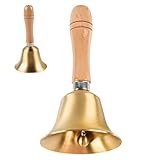 Massivmessing Rufglocke, Goldene Handglocke Mit Holzgriff, Klassisch Handglocke, Multifunktionale Handglocke, Super Laute Handglocke Für Hochzeit, Büro, Abendessen, Hotelservice, Meditationsgebet