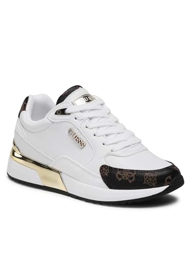 Guess Moxea Baskets pour Femme, White Brown Ochra, 39 EU