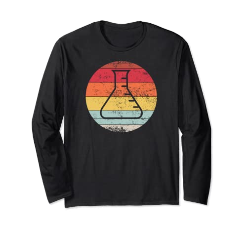 Erlenmeyer Flask Chemistry Science Vintage Retro Distressed Long Sleeve T-Shirt