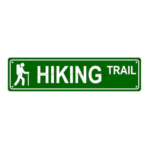 HIKING TRAIL TIME Metal Tin Street Sign Bar Cafe Garage Cave Home Room Wall Bathroom Farmhouse Garden Porch Patio Decor, 16 x 4 Inch