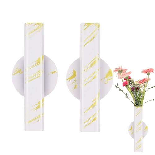 Tyatiyzn 2 Pièces en métal，Fleurs sèches Moderne Vase Mural，Amovible Vase Mural，pour la Fête de Mariage Bureau Décoration de la Maison.
