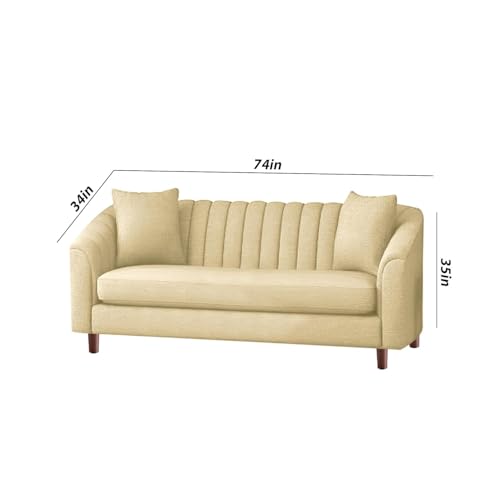 Image of Doraldo 3 + 2 Seater Sofa Set for Living Room (Cream) Premium Fabric Sofa