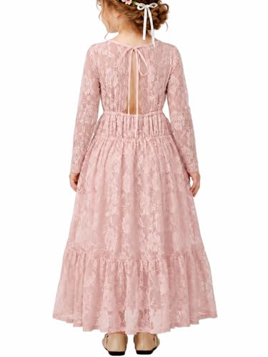 Vestido de niña de las flores de encaje ALLOVIN para bodas y primera comunión maxi boho de 3 a 12 años