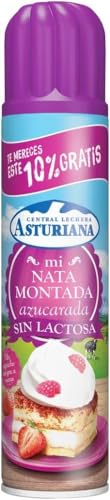 Nata Montada en Spray Mi Nata Azucarada Central Lechera Asturiana 250g | Sin Lactosa | Ligera | Lista para Servir |