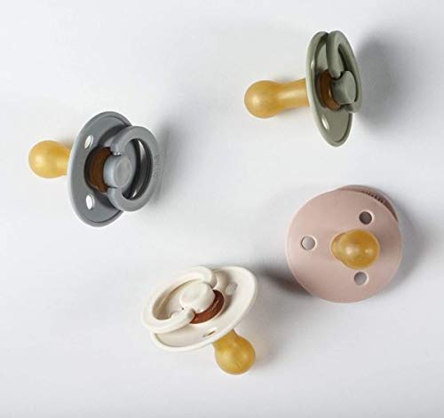 Image of BIBS Pacifiers Colour Collection | Natural Rubber Baby Pacifier | Set of 2 BPA-Free Soothers | Made in Denmark | 18+ Months (Pack of 2) | Blush Night