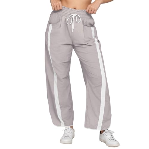 Side Striped Parachute Pants Woman Lightweight Baggy Wide Leg Track Pants Contrast Color Lounge Barrel Sweatpants Y2k