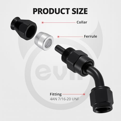 Image of EVIL ENERGY 4AN PTFE Hose End Fitting 45 Degree Black for PTFE Hose Only 4PCS
