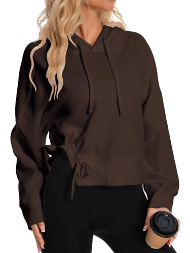 DITOK Oversized Hoodies for Women Girls Cotton Y2K Pullover Sweatshirts Fashion Trendy Comfrt Hoodie for Travel Fall & Winter, Brown