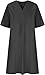 Women's V-Neck Fashion Loose Cotton and Linen Short-Sleeved Dress Casual Solid Work T Shirt Dress Beach Dresses (Dark Grey,XX-Large)