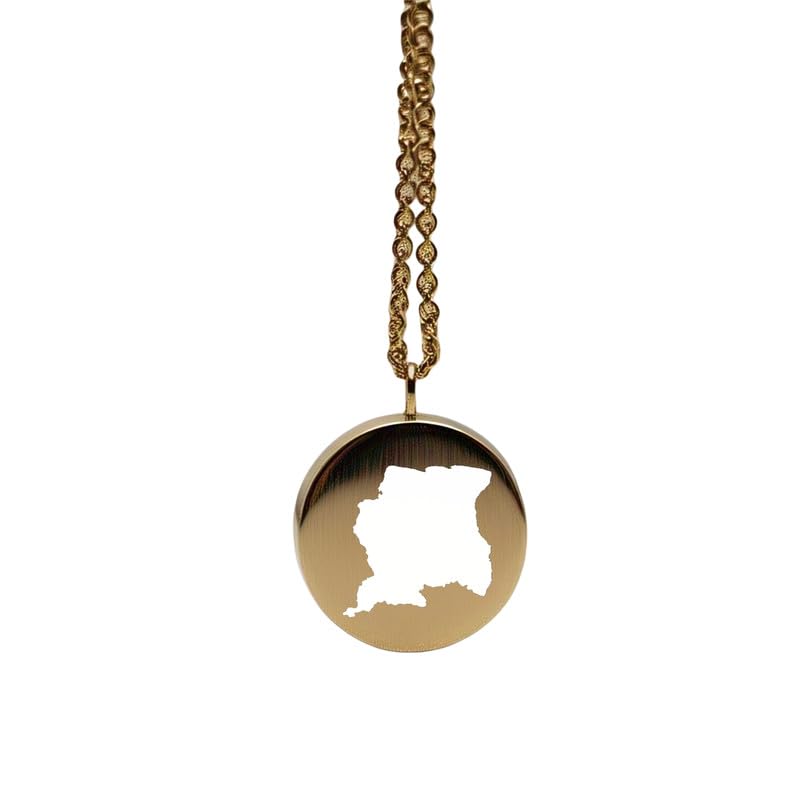 Pendentif carte du Suriname, le médaillon gravé aventure idéal pour offrir