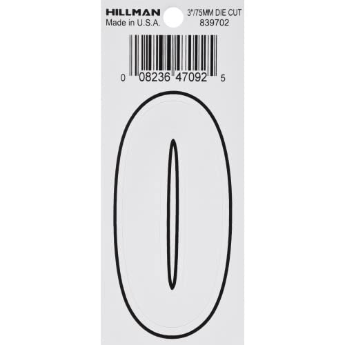 Chiffre 0 blanc autocollant Hillman de 7,6 cm pour signalétique extérieure