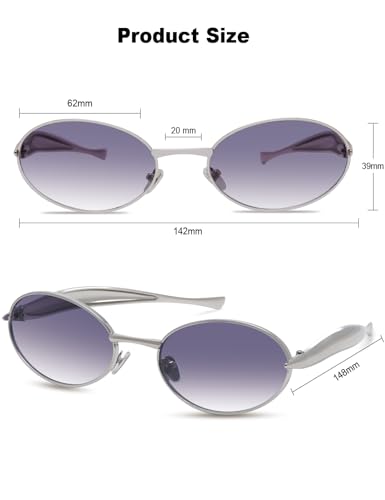 Retro Oval Sunglasses for Women Trendy Small Designer Shades 70s Metal Sun Glasses UV400 Protection GM96113