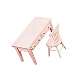 Figurines de bureau miniatures: bureau et chaise en bois de couleur unie pour de jolis accessoires de peinture, petits meubles de bureau