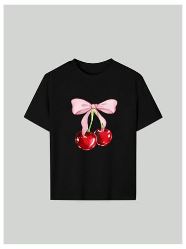 Image of RoseSeek Girl's Graphic Tees Short Sleeve Crewneck T Shirts Casual Summer Tops Cute Preppy Clothes
