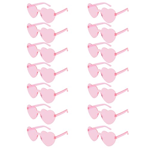Heart Glasses 14 Pairs Heart Sunglasses for Women Trendy Rimless Glasses Sunglasses Bulk Party Favor
