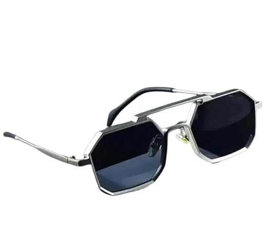 Black Hexagone Silver Frame Sunglasses/Goggles For Men's and Women's-UV Protected-image-35