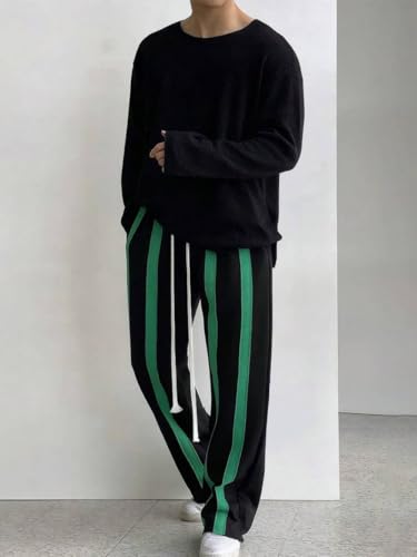 ZAFUL Mens Casual Baggy Sweatpants Drawstring Loose Fit Workout Joggers Straight Leg Striped Sweat Pants with Pockets2