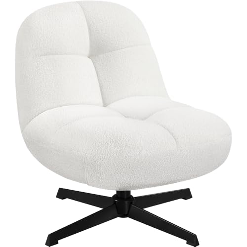 Yaheetech Boucle Tub Chair, 360 Degree Swivel Accent Chair Fuzzy ...