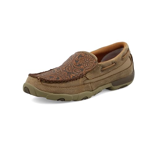 Image of Twisted X Women's Slip-On Driving Moc, Moc Toe, Bomber & Tooled Brown, 10 M